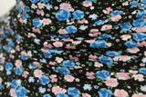 1.5 Metre Piece Of Cutsie Ditsy Buds Print Viscose Elastane Jersey Dress Fabric (Black/Blue/Pink)