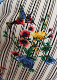 2 Metres Of A "Barcodes & Hummingbirds" Floral Print Poly Elastane Jersey Dress Fabric