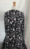 2 Metre Piece Falling Snow Floral Print 100% Polyester Marocain Dress Fabric (Black/Ivory/Red)