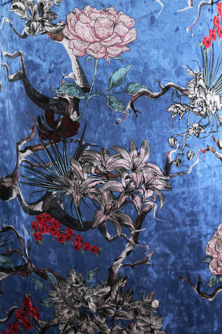 REM 1.5 Metre Piece Japanese Inspired Blossom Tree Print Stretch Ice Velvet Jersey Dress Fabric