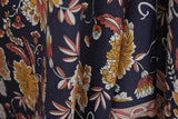 Elegantly Ethnic Floral Double Border Print 100% Spun Rayon Poplin Dress Fabric (Navy Blue)