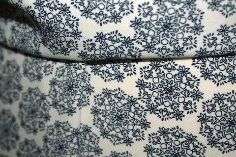 2 Metres "Midnight Snowflake" Print Soft Poly Spandex Dress Fabric (Midnight)