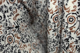 2 Metres "Rightly Regal" Print Soft Poly Spandex Dress Fabric (Tobacco/Black)