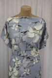 2 Metres "Steel Magnolias" Print Soft Poly Spandex Dress Fabric (Blue)