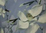 2 Metres "Steel Magnolias" Print Soft Poly Spandex Dress Fabric (Blue)