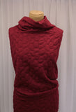 Deep Red "Packed Pebbles" Design Quilted Cloqué Jersey Dress Fabric