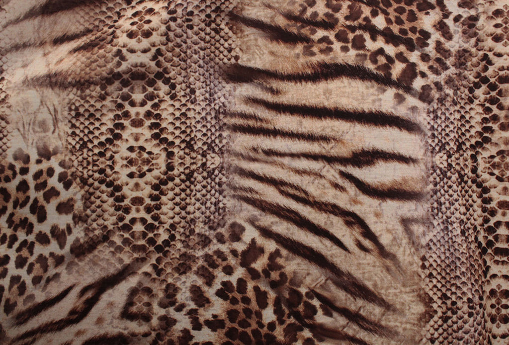 2 Metres Of A Patchwork Blended Animal Print Viscose Elastane Jersey Dress Fabric