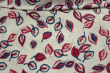 2 Metres Of A Raspberry Rose Bud & Leaves Print 100% Viscose Voile Dress Fabric