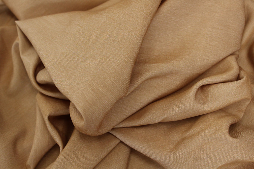 3 Metres Of A Washed Caramel Iridescent Powder Soft Spun Viscose Dress Fabric