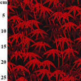Cloth Works "Bamboo Fields" 100% Cotton Print 110cm Wide Craft Dress Fabric (Black/Red)