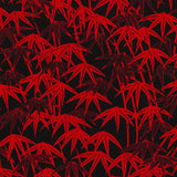 Cloth Works "Bamboo Fields" 100% Cotton Print 110cm Wide Craft Dress Fabric (Black/Red)