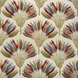 "Happy Peacock Plumes" Woven Tapestry Upholstery Curtain Fabric (Buttermilk)