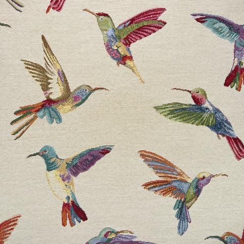 "Happening Humming Bird" Woven Tapestry Upholstery Curtain Fabric (Buttermilk)