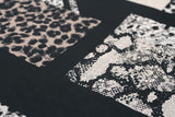 Animalistic 2 Metre Piece Of Patchwork Animal Skin Print Polyester Georgette Dress Fabric (Black)