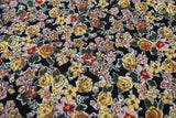 Autumnal 2.5 Metre Piece Of Splodge Floral Print Cotton Dress Fabric (Black)