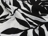 Elegant 2 Metre Piece Of Shadow Palms Print Viscose Elastane Jersey Dress Fabric (White/Black
