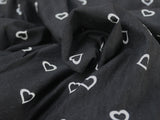 Darkest 2.5 Metre Piece Of Black Heart Print Viscose Elastane Jersey Dress Fabric
